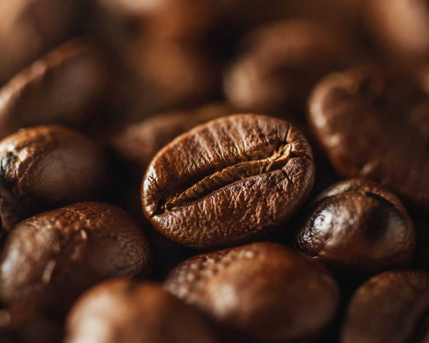 Freshly roasted FARCOFF coffee beans up close