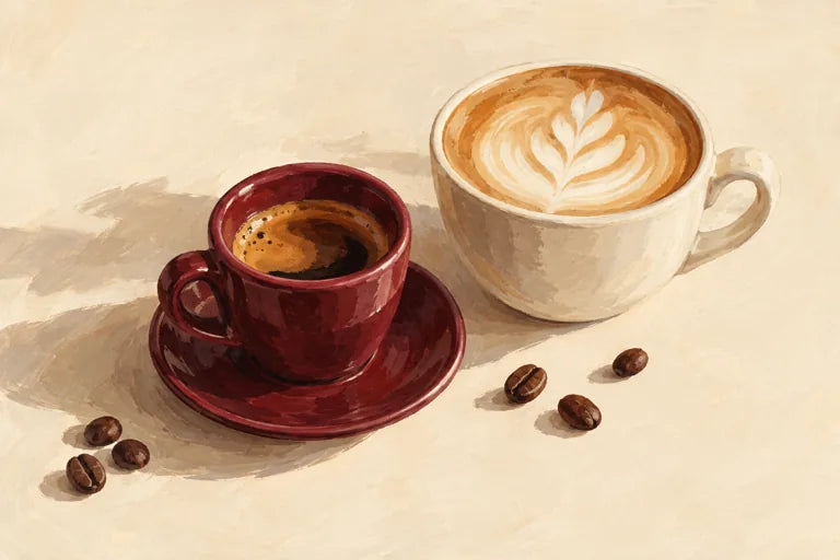 Illustration of an espresso and a flat white