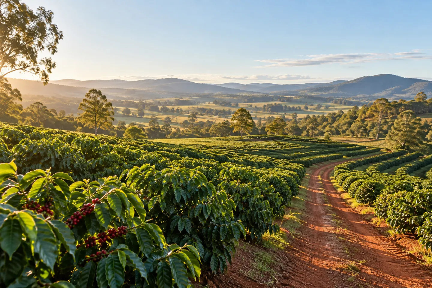 Illustrative coffee culture scene connected to an origin of Australia Single Origin