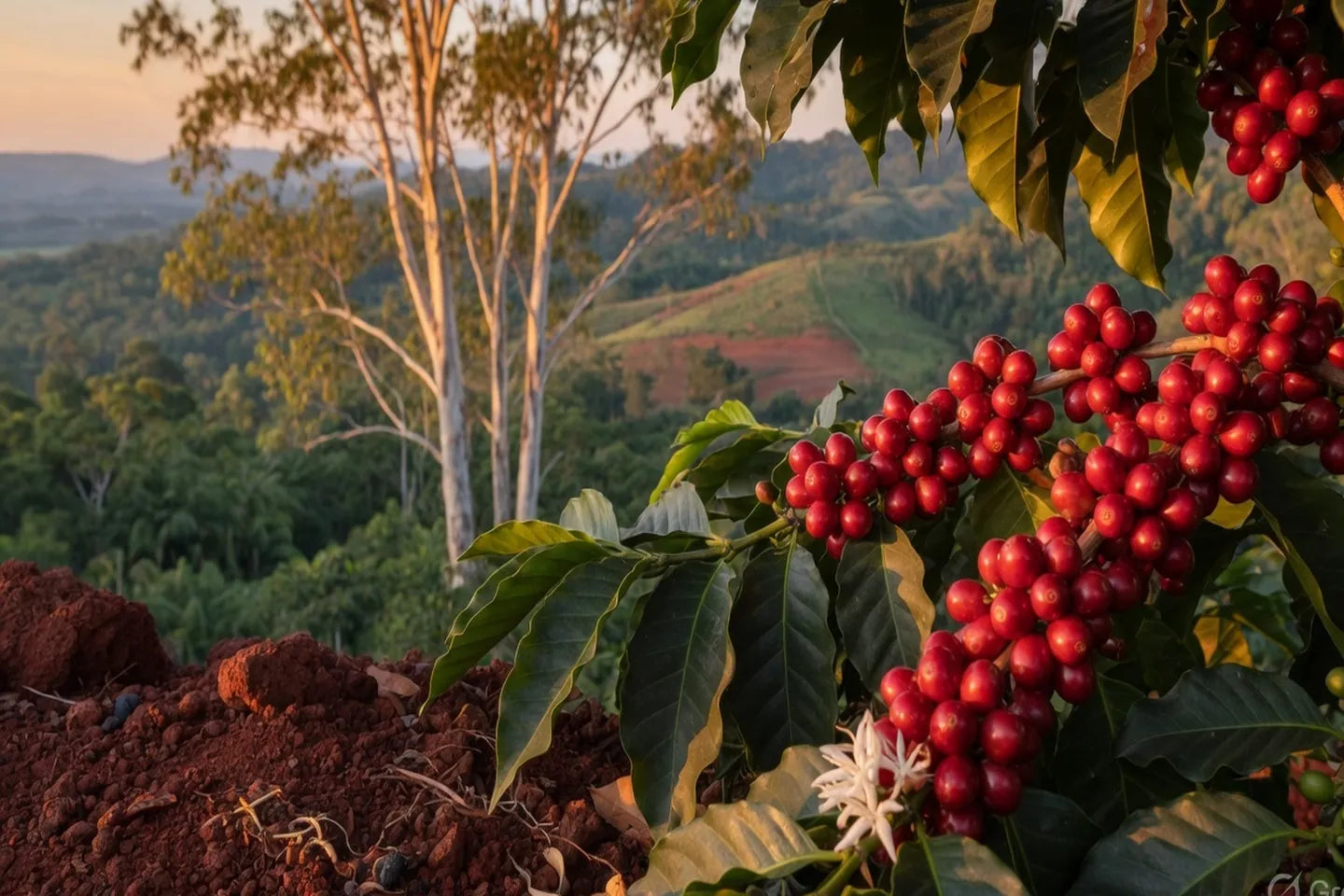 Illustrative coffee culture scene connected to an origin of Australia Single Origin
