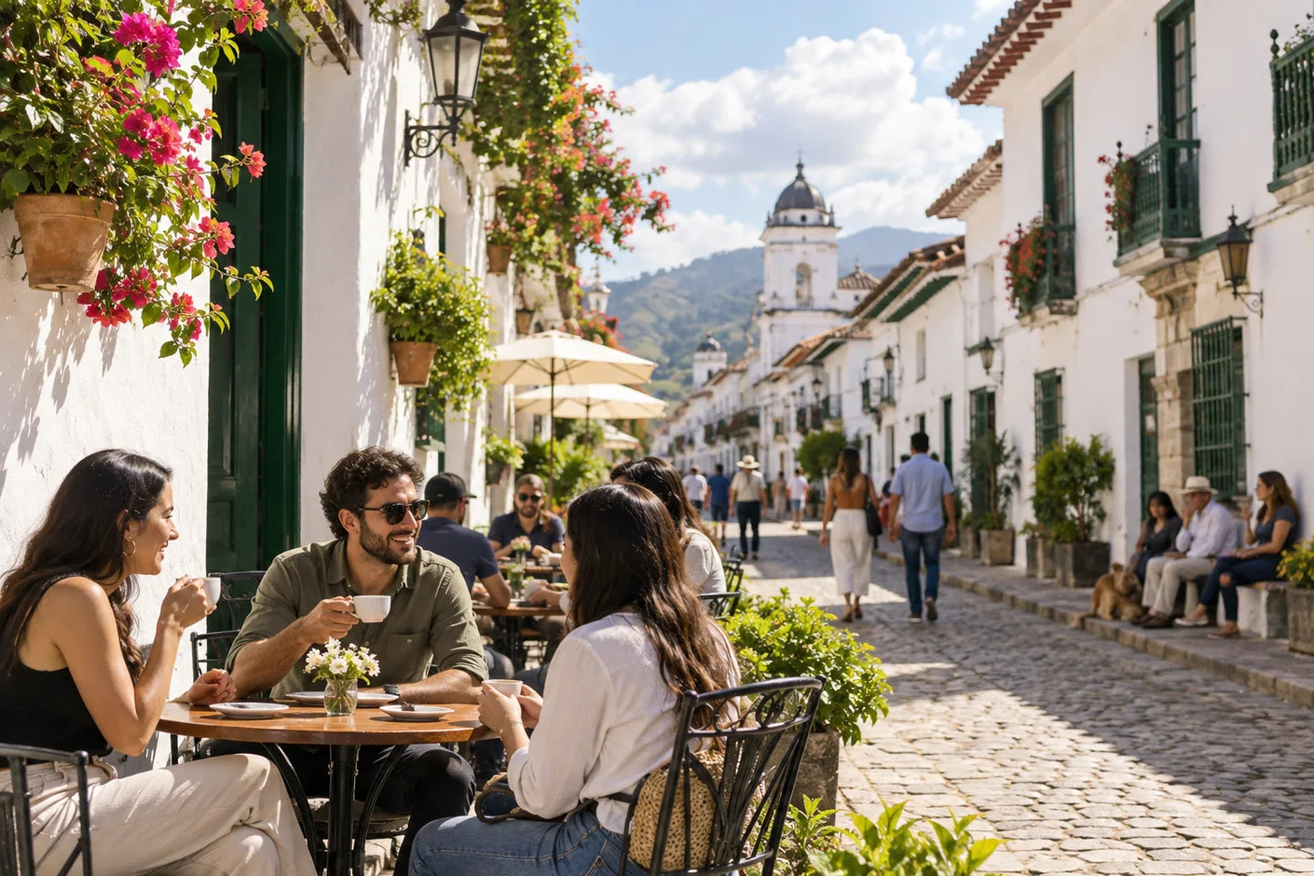Illustrative coffee culture scene connected to an origin of Traditional Espresso